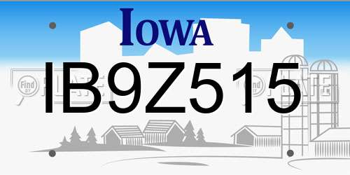 IB9Z515 Iowa License Plate