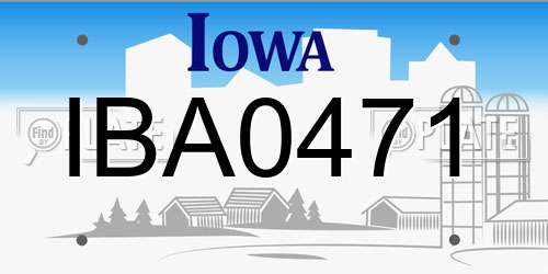 IBA0471 Iowa License Plate