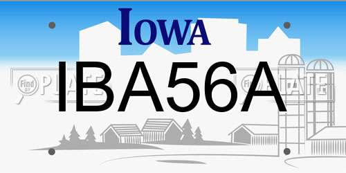 IBA56A Iowa License Plate