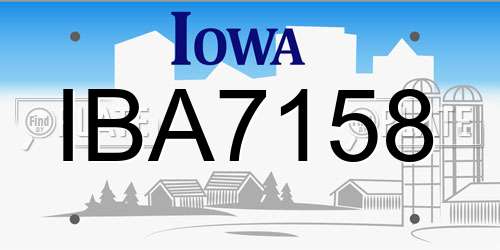 IBA7158 Iowa License Plate