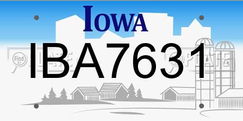 IBA7631 Iowa License Plate