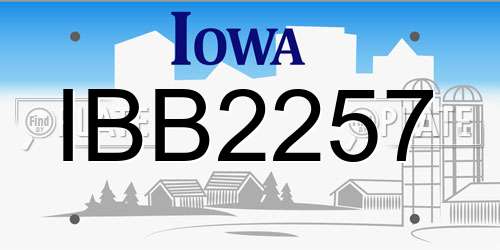 IBB2257 Iowa License Plate