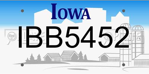 IBB5452 Iowa License Plate