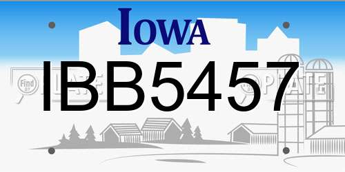 IBB5457 Iowa License Plate