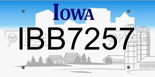 IBB7257 Iowa License Plate