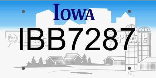 IBB7287 Iowa License Plate