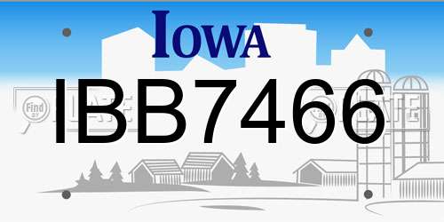IBB7466 Iowa License Plate