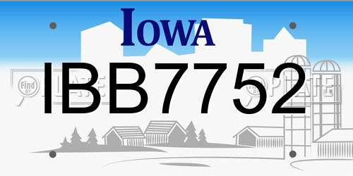 IBB7752 Iowa License Plate