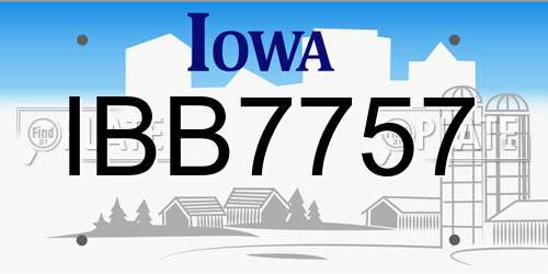 IBB7757 Iowa License Plate