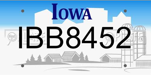 IBB8452 Iowa License Plate