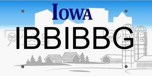 IBBIBBG Iowa License Plate