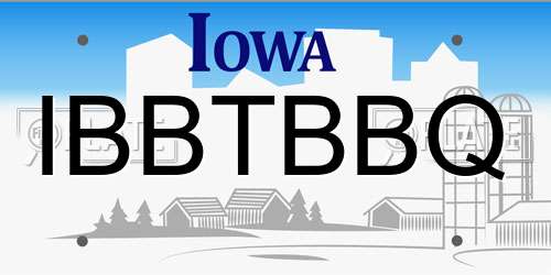 IBBTBBQ Iowa License Plate