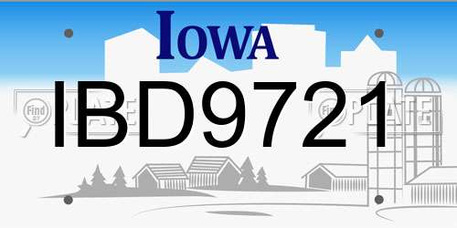 IBD9721 Iowa License Plate