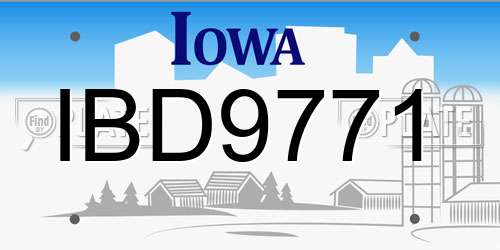 IBD9771 Iowa License Plate