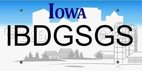 IBDGSGS Iowa License Plate