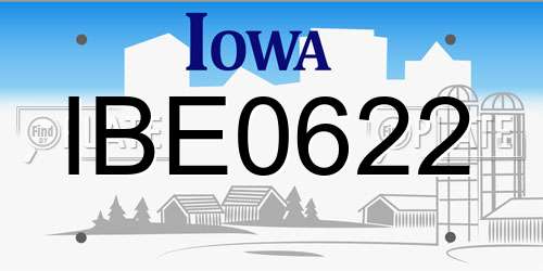 IBE0622 Iowa License Plate