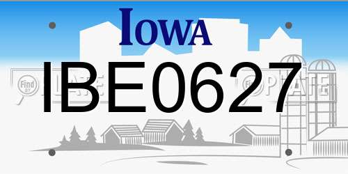 IBE0627 Iowa License Plate