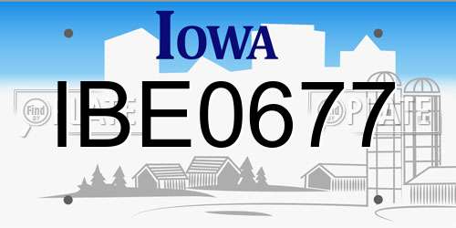 IBE0677 Iowa License Plate