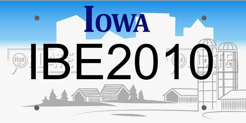 IBE2010 Iowa License Plate