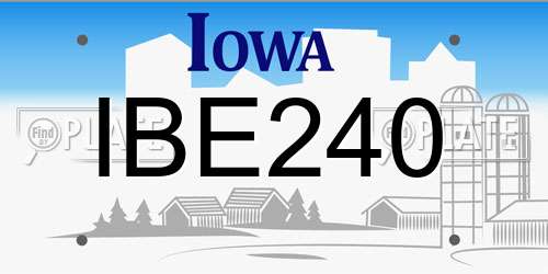 IBE240 Iowa License Plate