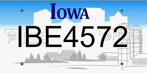 IBE4572 Iowa License Plate