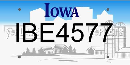 IBE4577 Iowa License Plate