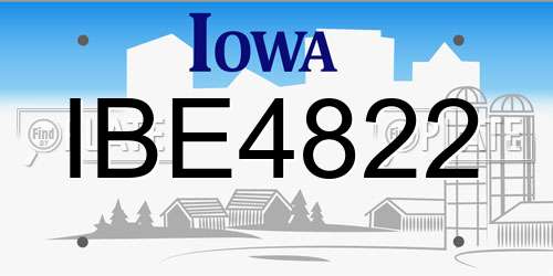 IBE4822 Iowa License Plate