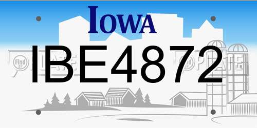 IBE4872 Iowa License Plate