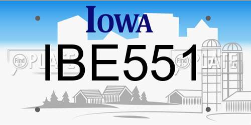 IBE551 Iowa License Plate