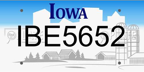 IBE5652 Iowa License Plate