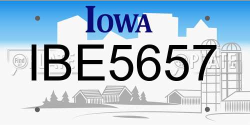 IBE5657 Iowa License Plate