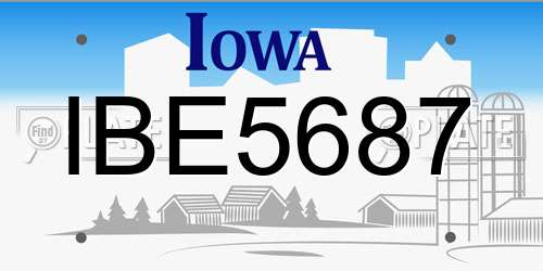 IBE5687 Iowa License Plate