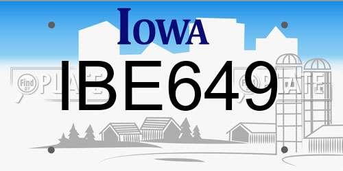 IBE649 Iowa License Plate