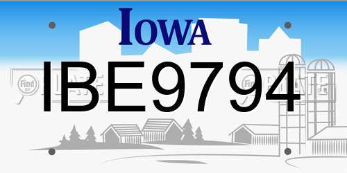 IBE9794 Iowa License Plate