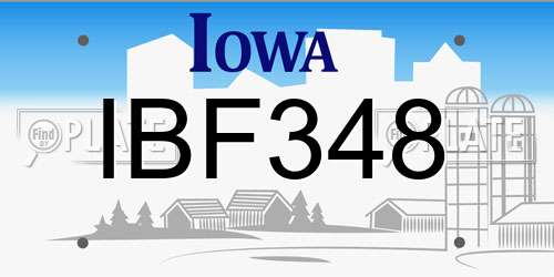 IBF348 Iowa License Plate