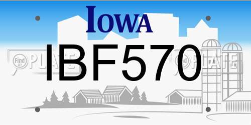 IBF570 Iowa License Plate