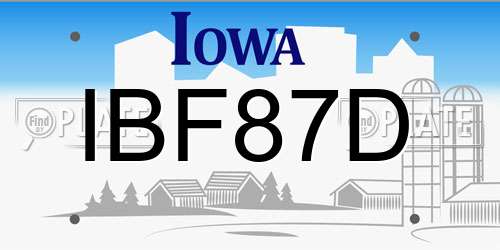 IBF87D Iowa License Plate