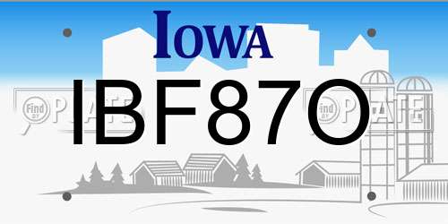 IBF87O Iowa License Plate