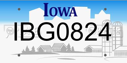 IBG0824 Iowa License Plate