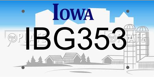 IBG353 Iowa License Plate