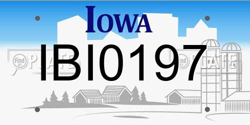 IBI0197 Iowa License Plate