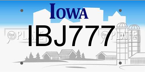 IBJ777 Iowa License Plate