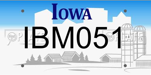 IBM051 Iowa License Plate