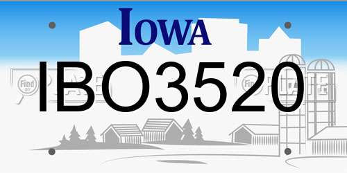 IBO3520 Iowa License Plate