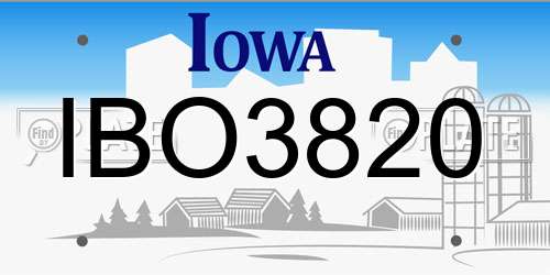 IBO3820 Iowa License Plate