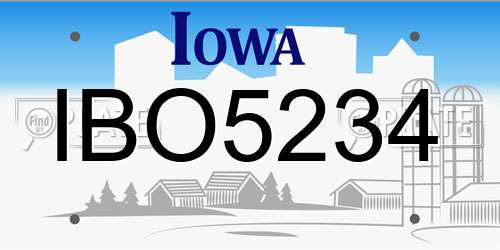 IBO5234 Iowa License Plate
