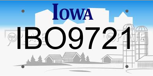 IBO9721 Iowa License Plate