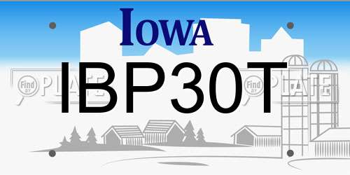 IBP30T Iowa License Plate