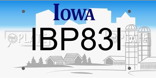 IBP83I Iowa License Plate