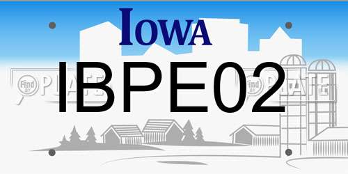 IBPE02 Iowa License Plate